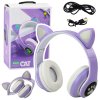 Dětská Bezdrátová Sluchátka na Uši Bluetooth s Kočičíma Ušima Fialová