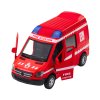 Hasičský Model Kovový 1:32 Pull-Back s Efekty, Otevírací Dveře, Světlo a Zvuk, Červený