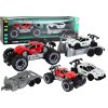Červené Off-road Auto s Přívěsem a Sportovním Modelem - Dětská Sada