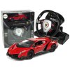 Dálkově Ovládané Auto Lamborghini Veneno Červené 2,4 G Volant Zvuk Světla 1:24
