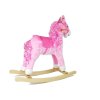 Houpací Kůň Růžový s Loknami Zvuky Pohybuje Tlamou a Ocasem 74 cm