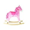 Houpací Kůň Růžový s Loknami Zvuky Pohybuje Tlamou a Ocasem 74 cm
