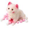 71508 1 bily sensory kotek s pomponky a perlovym nahrdelnikem 8cm