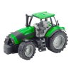 Farmářský Traktor s Modrým Pluhovacím Nástavcem, Zelená Barva, Zadní Pohon