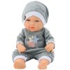 Bobas panenka s pohyblivými rukojeťmi v šedém pyžamu, 30 cm