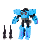 Bojový robot 2v1 – auto se zbraněmi, modrý