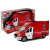 Hasičské auto s setrvačníkem, zvukem a otevíracími dveřmi