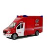 Hasičské auto s setrvačníkem, zvukem a otevíracími dveřmi
