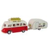 Sada Vozidel Červený Autobus s Karavanem