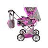 Kočárek pro Panenky 2v1 S Taškou Šedo-Růžový Hvězdičky