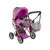 Kočárek pro Panenky 2v1 S Taškou Šedo-Růžový Hvězdičky