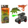 Sada figurek dinosaurů s vozidlem a raketou zelený