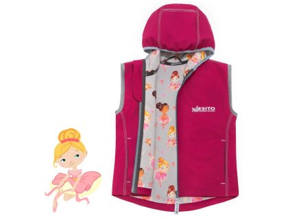 Dětská softshellová dvojitá vesta Baletka vel. 92 116 rozepnutá