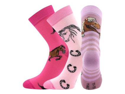 Dívčí ponožky Lonka Horsik koníci, mix barev, 3 páry