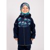 Unuo, Dětská softshellová bunda s fleecem Basic, Tm. Modročerná, Tučňáci (Velikost 146/152)