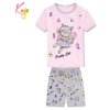Dívčí letní noční pyžamo KUGO růžové triko a šedé kalhoty