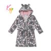 Dívčí hebký župan KUGO FZ1082 šedý s kytičkami