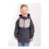 Dětská softshellová bunda jarní bez zateplení Basic, Šedá, Bagry přední pohled