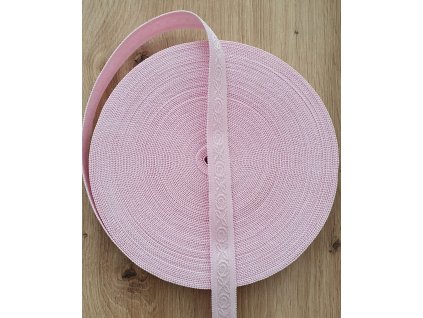 Pruženka 18 mm žakárová - růžová s vytkanými ornamenty