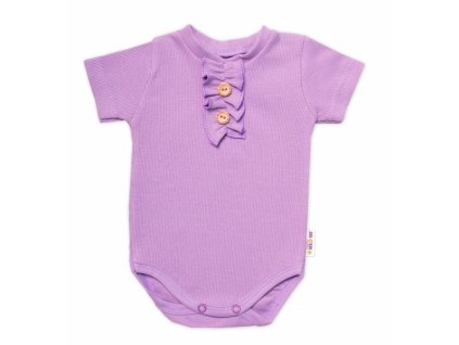 Baby Nellys Kojenecké žebrované body s knoflíčky kr. rukáv, Girl - lila