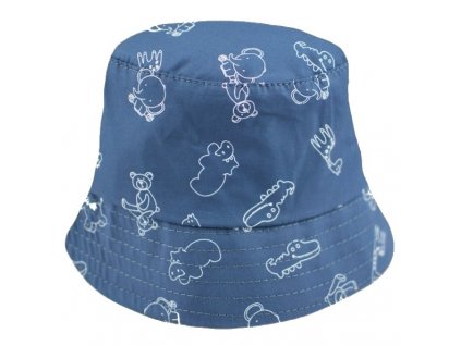 Letní, jarní klobouček Baby Nellys, Zoo - modrý, vel. 74/80, obvod: 42/46 cm (Velikost 74-80 (9-12m))