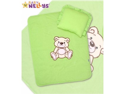 Baby Nellys 2-dílná sada do kočárku jersey Medvídek Teddy Bear - zelená