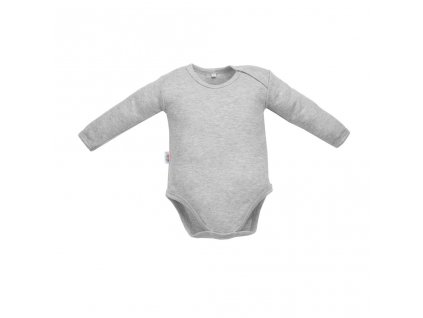 Dojčenské bavlnené body s dlhým rukávom New Baby Pastel sivý melír