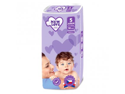 Dětské jednorázové pleny New Love Premium comfort 5 JUNIOR 11-25 kg 38 ks