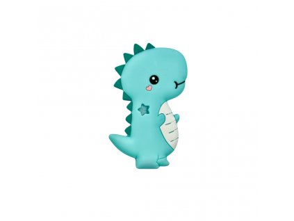 Silikonové kousátko Dinosaurus mintová tyrkysová barva