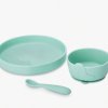 dětská jidelní sada, silikonové nádobí, béžová barvy, talíř, myska lžíce 1 kopie