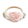 mašlička čelenka do vlasů pro děti miminka s kytičkami růžová béžová bílá s perličkou 4