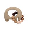 Silikonové kousátko slon na kroužku - hnědá barva