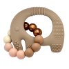 Silikonové kousátko slon na kroužku - hnědá barva