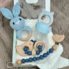 set dárek pro miminka klip na dudlík kousátko chrastítko ovocný dudlík bryndáček dárková krabička modrá ptáček pro kluky holky 2
