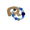 dřevěné kousátko slon na kroužku modrá barva