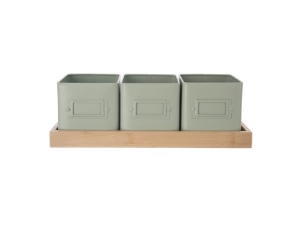 Kovový květináč bylinky s podtáckem Orion GREENISH 11,5x11,5 cm 3 ks