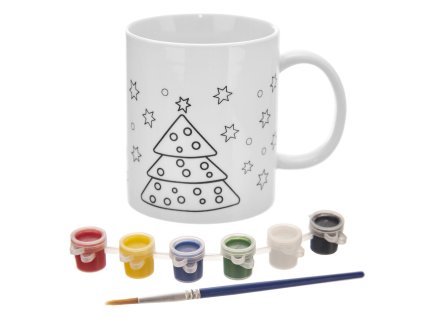 Porcelánový hrnek s barvami a štětcem Orion STROMEK 0,38 l