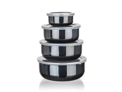 Sada smaltovaných misek Banquet METALLIC Black 8 ks