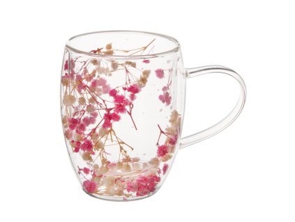 Skleněný dvoustěnný hrnek Orion DOUBLE květy 0,36 l