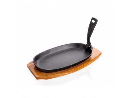 Litinová pánev na prkénku Banquet Grada 23x14cm