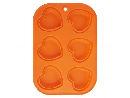 Silikonová forma na muffiny Srdce 6 ks oranžová