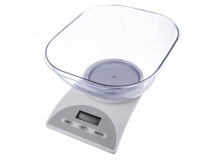 Digitální kuchyňská váha s miskou 5 kg stříbrná