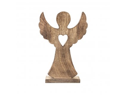 Dřevěný anděl Orion srdce 36,5 cm