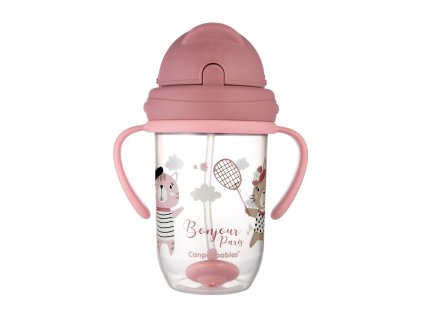 Nevylévací dětský hrníček se závažím Canpol babies BONJOUR PARIS 270 ml růžový