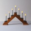 Hnědý dřevěný adventní svícen LED filament imitace plamene