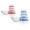 BANQUET Sada skleněných misek BERGAMO, 5 ks, s plastovými víčky