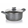 BANQUET Hrnec s nepřilnavým povrchem GRANITE PR 20 x 9,5 cm, se skleněnou poklicí