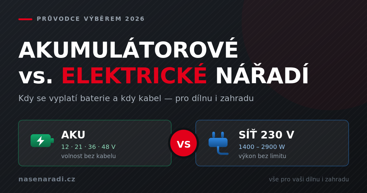 Akumulátorové vs. elektrické nářadí: jak vybrat (2026) Kuba
