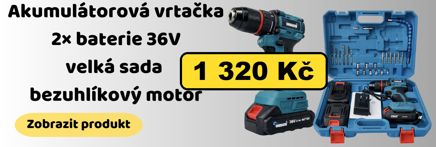 Aku příklepová vrtačka 36 V se dvěma bateriemi a velkou sadou