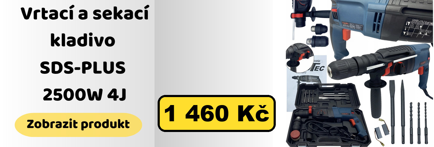 Vrtací a sekací kladivo SDS+ 2500 W v kompletní sadě
